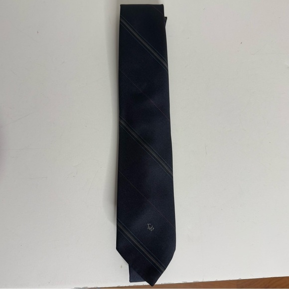 Christian Dior Elegant Black Striped Tie - Picture 1 of 5